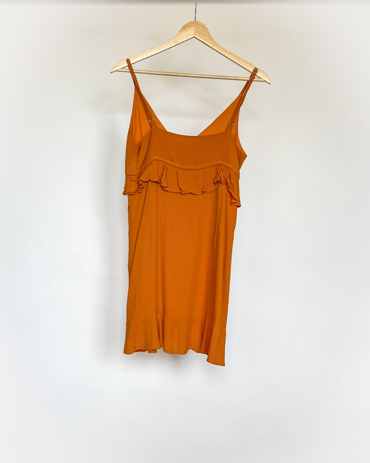 Orange Ruffle Sleeveless Dress