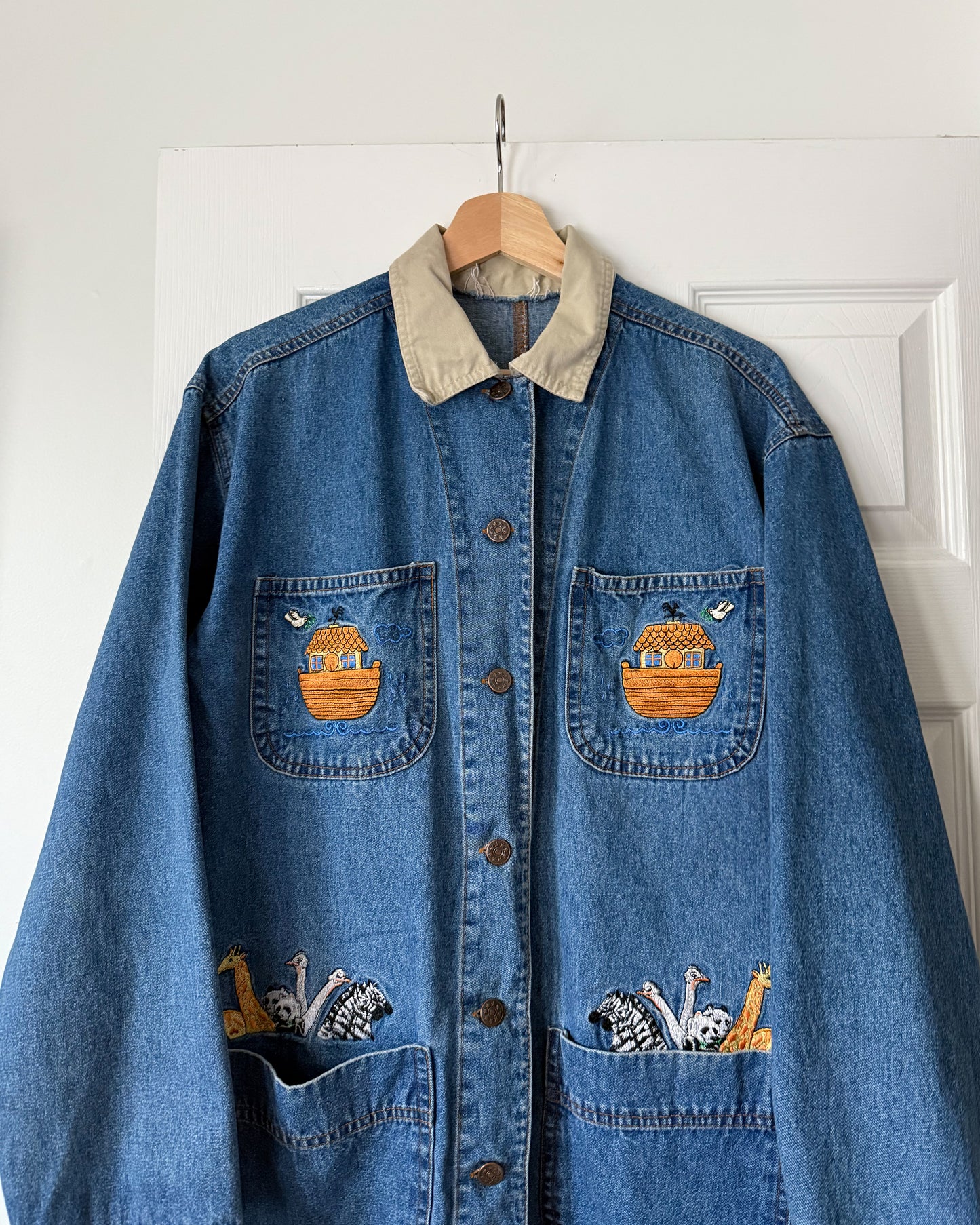 Noah’s Ark Embroidered Denim Chore Coat
