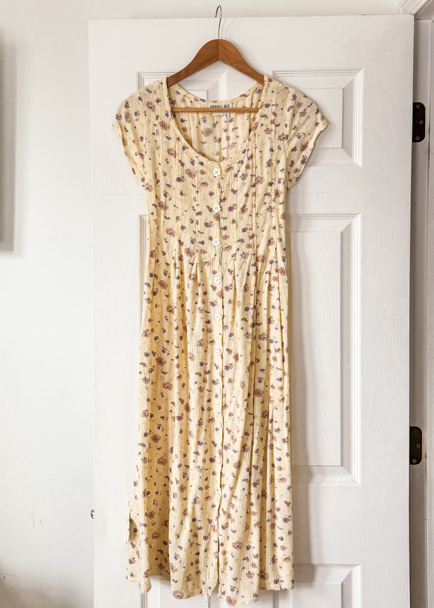 Vintage Yellow Floral Button Dress
