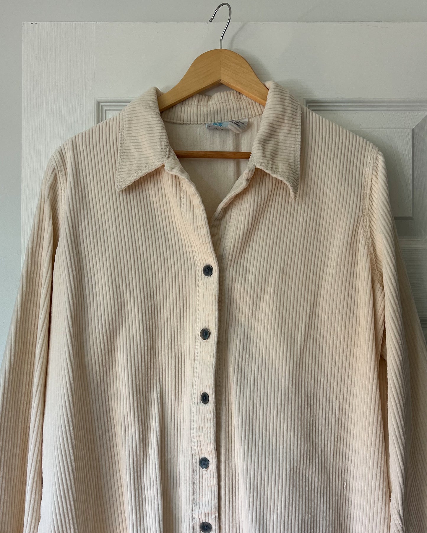 Cream Corduroy Jacket with Floral Embroidery