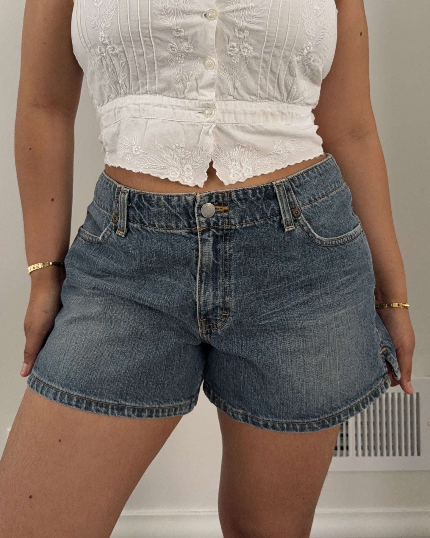 Mid Rise Denim Shorts