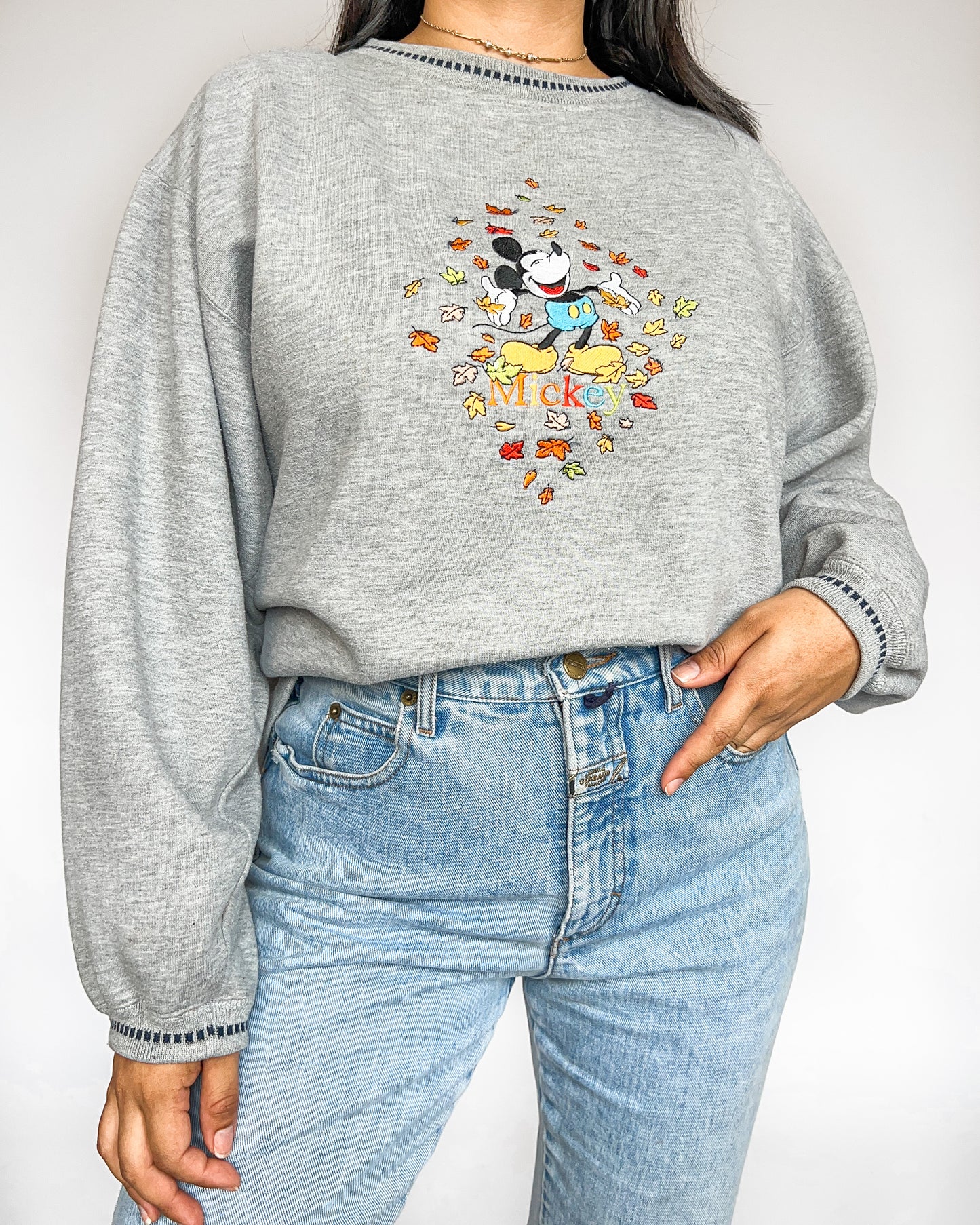 Mickey Fall Embroidered Crew Neck