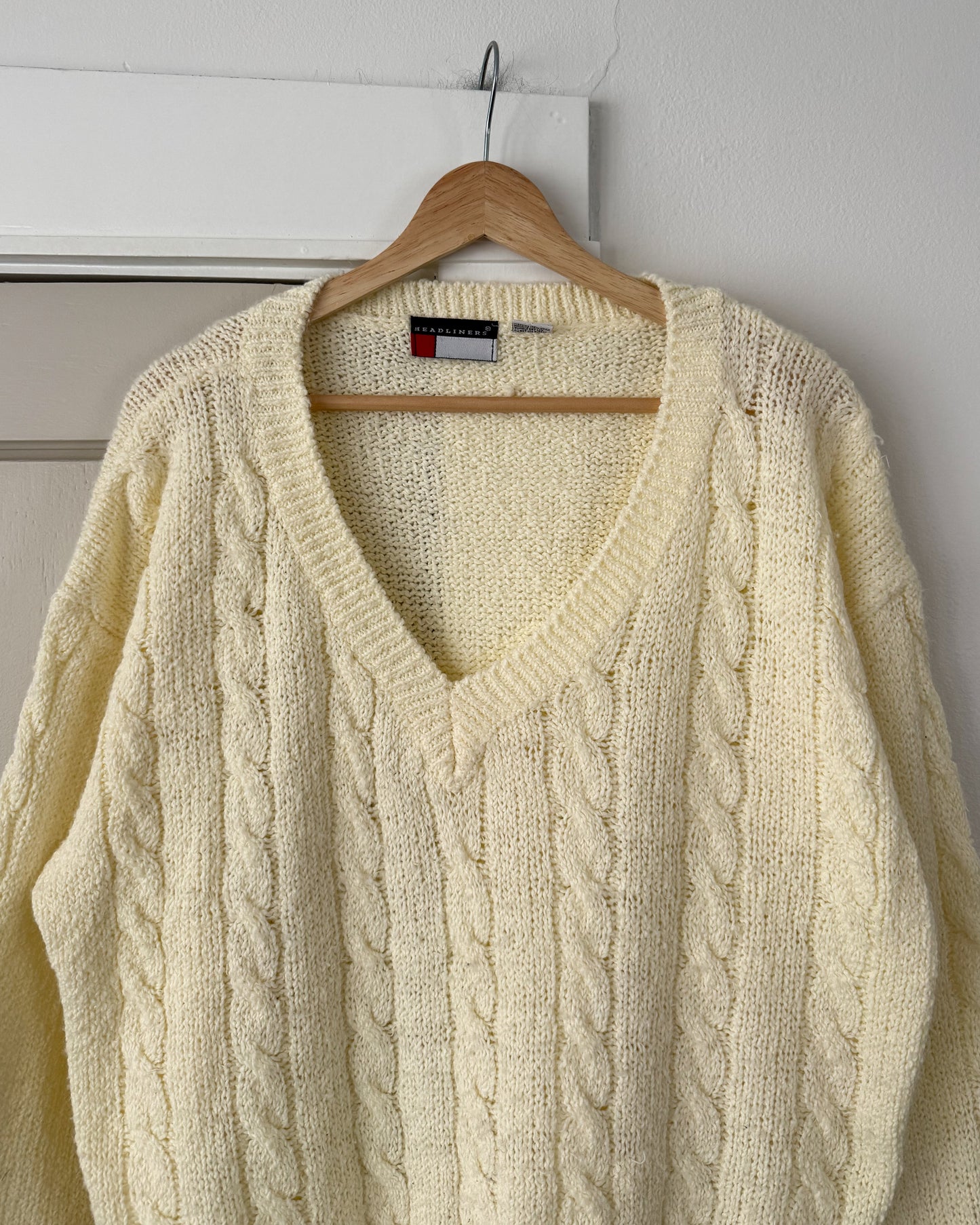 Cable Knit V Neck Sweater