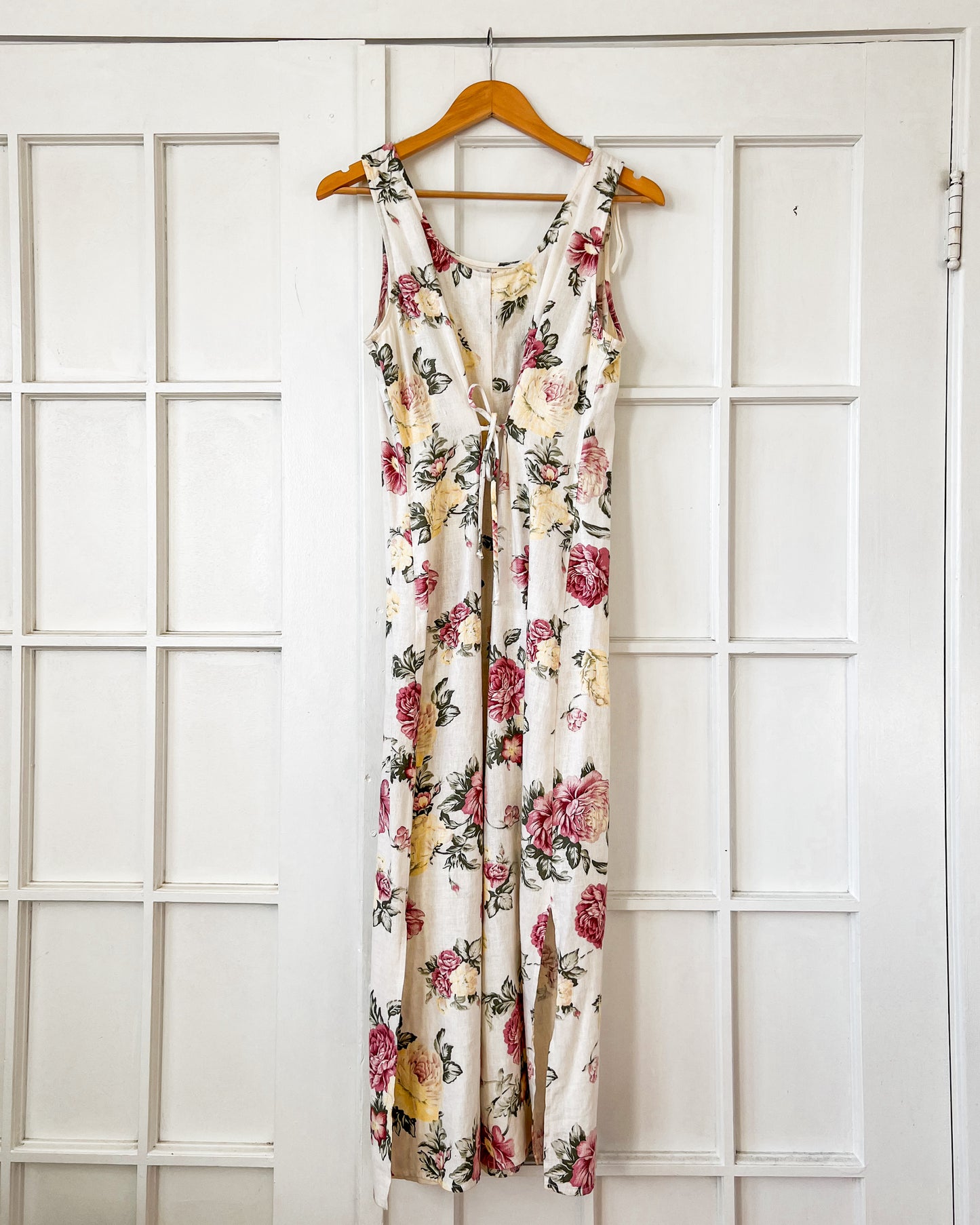 Vintage Linen Floral Maxi Dress