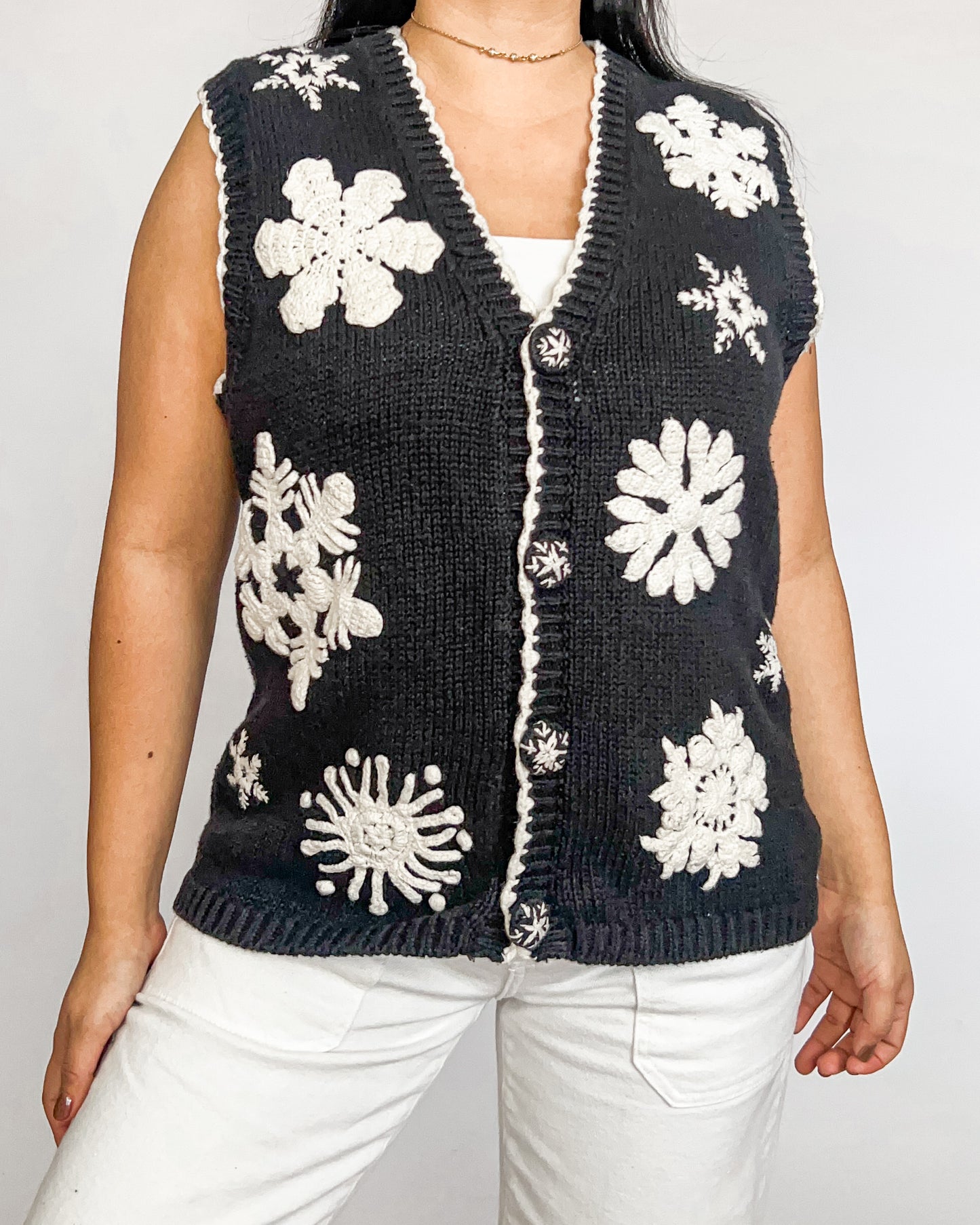 Black Snowflake Knitted Vest