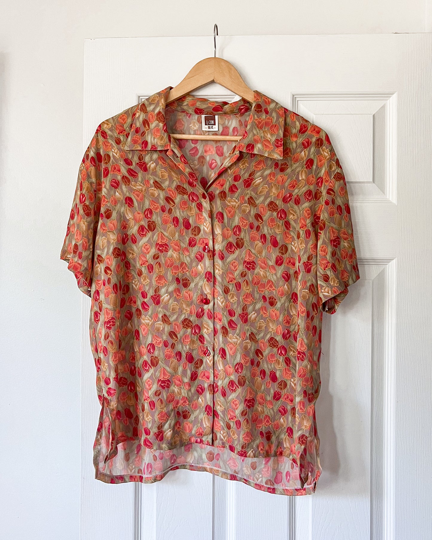 Rose Sheer Button Up