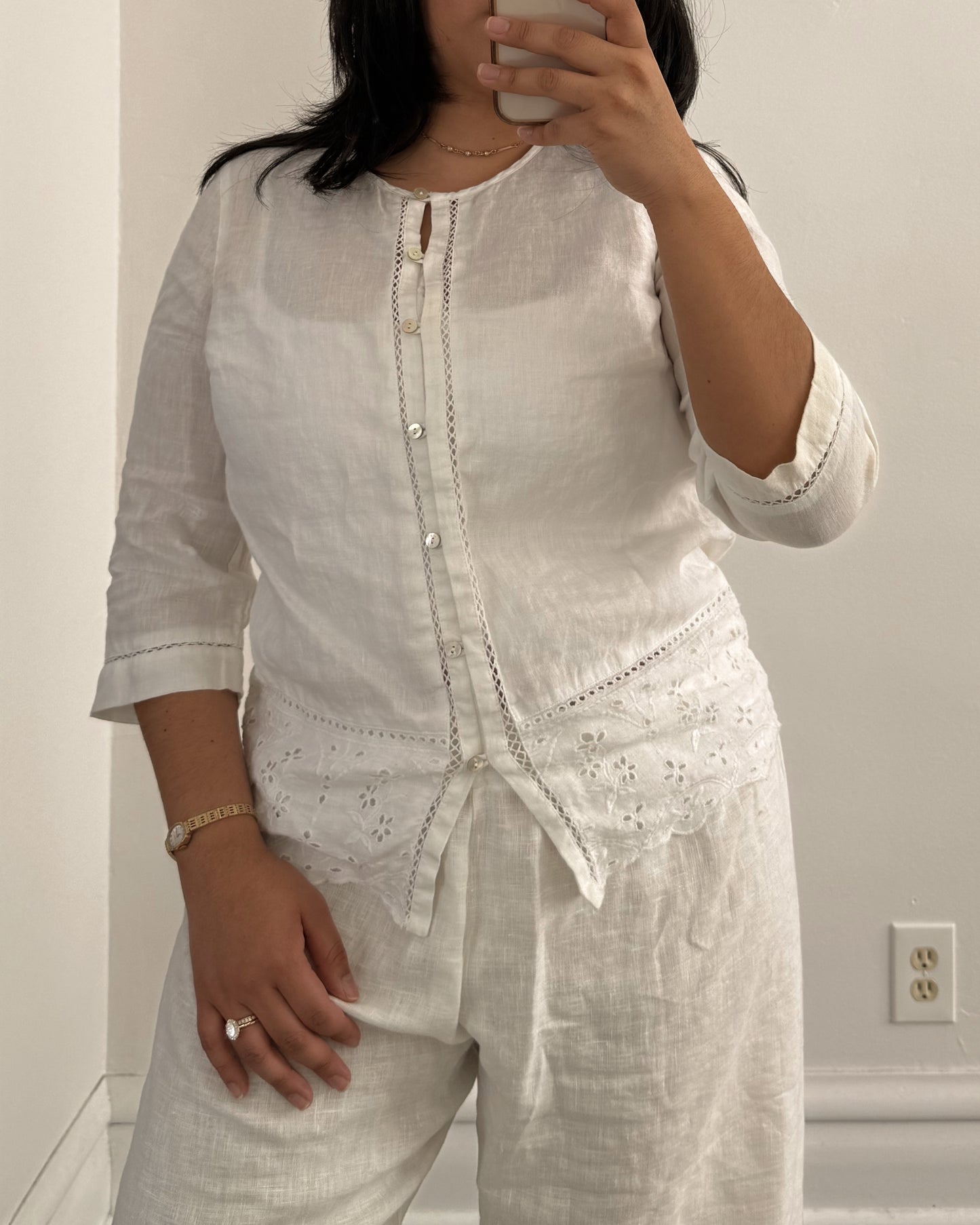 J. Jill Linen Eyelet Top