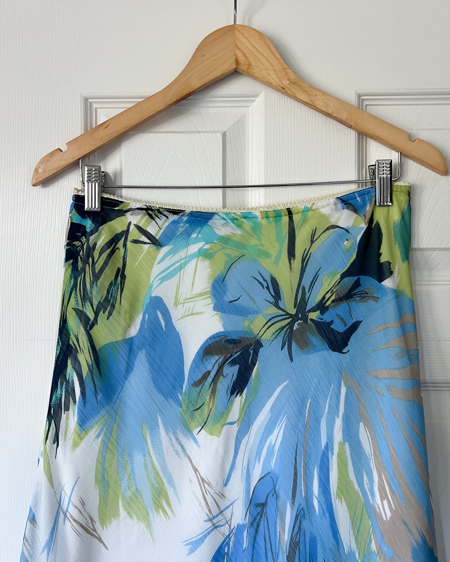 Blue Floral Midi Skirt