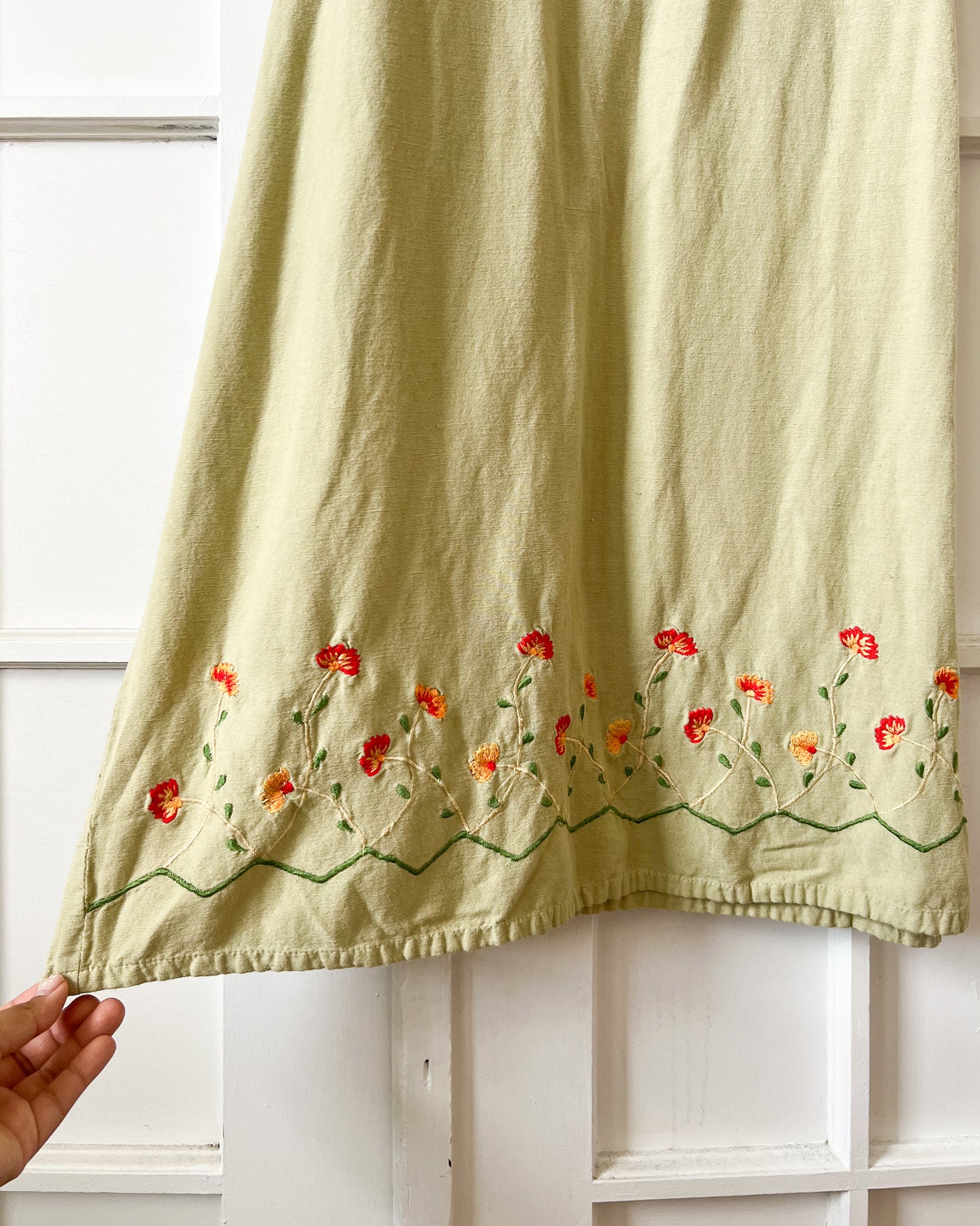 Matcha Floral Embroidered Maxi Dress