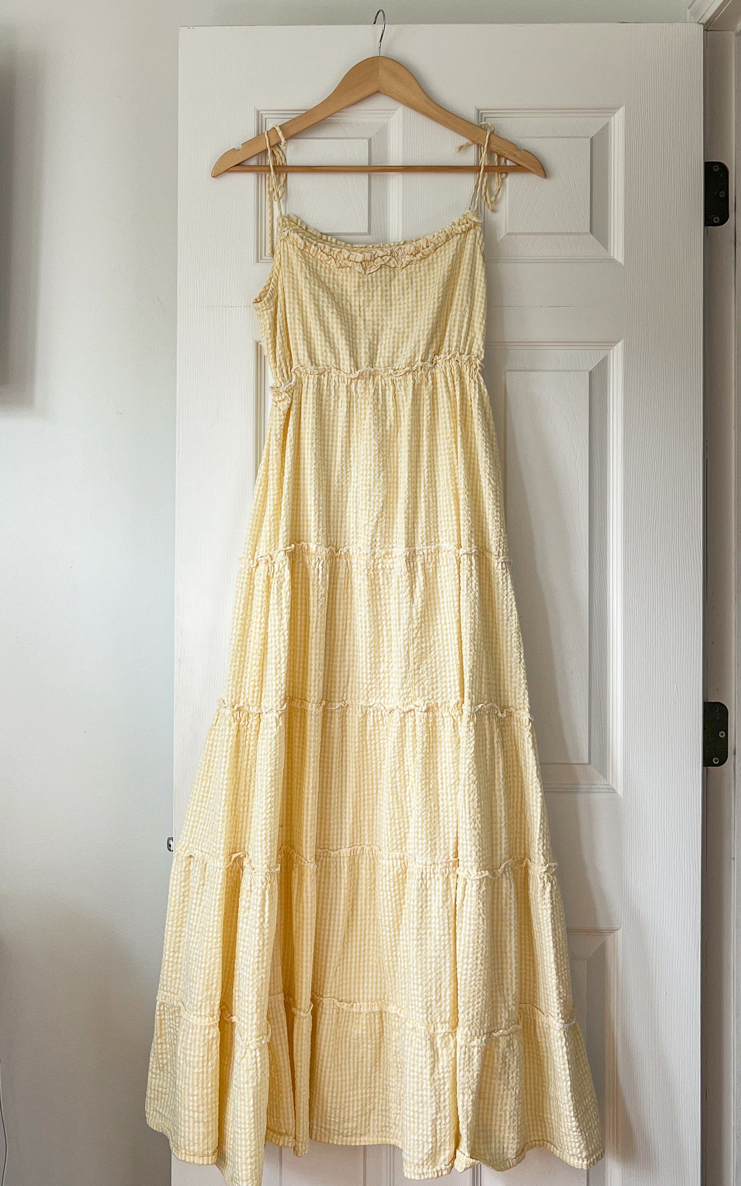 Yellow Pattern Tiered Maxi Dress