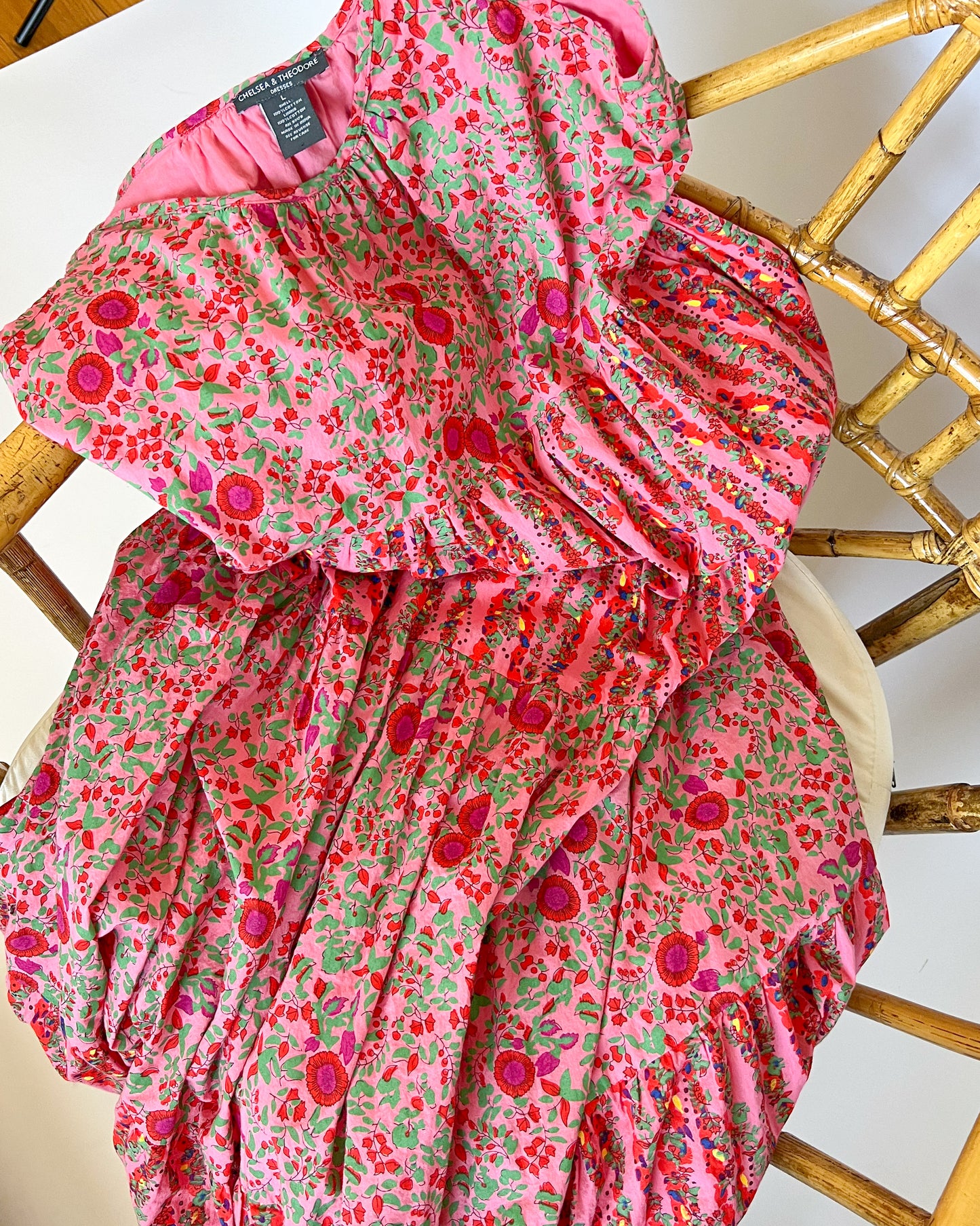 Pink Floral Tiered Maxi Dress