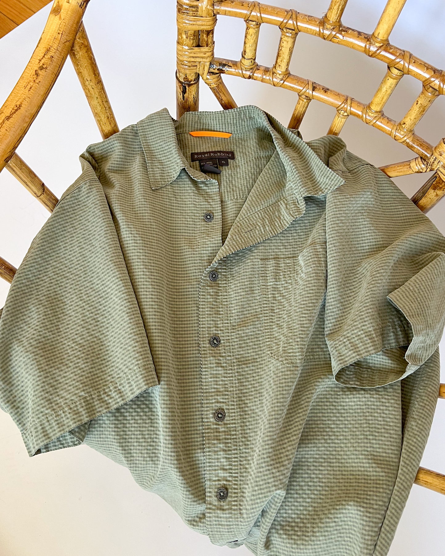 Green Short Sleeve Button Up