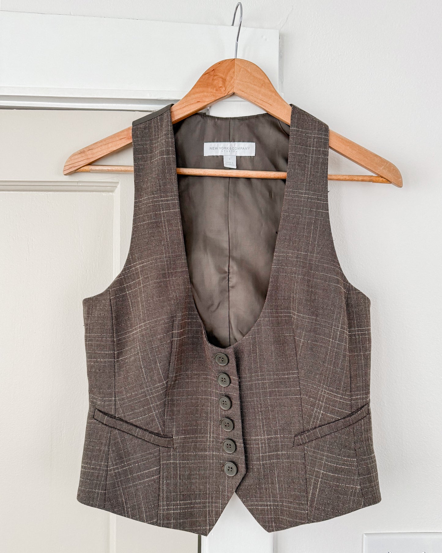 Brown Plaid Vest