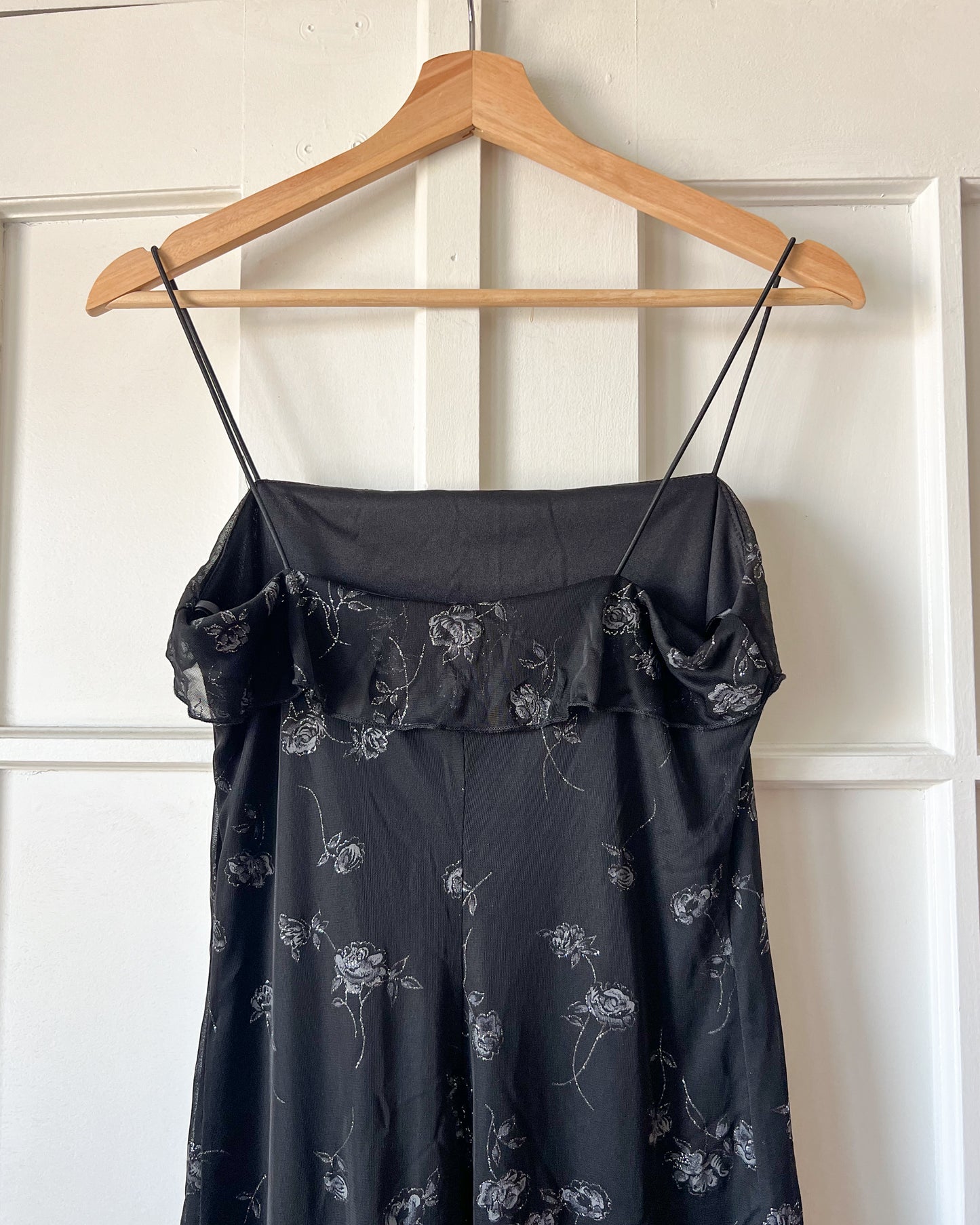 Floral Glitter Black Dress