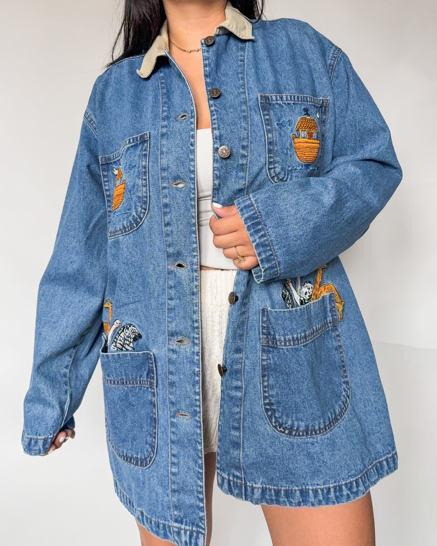 Noah’s Ark Embroidered Denim Chore Coat