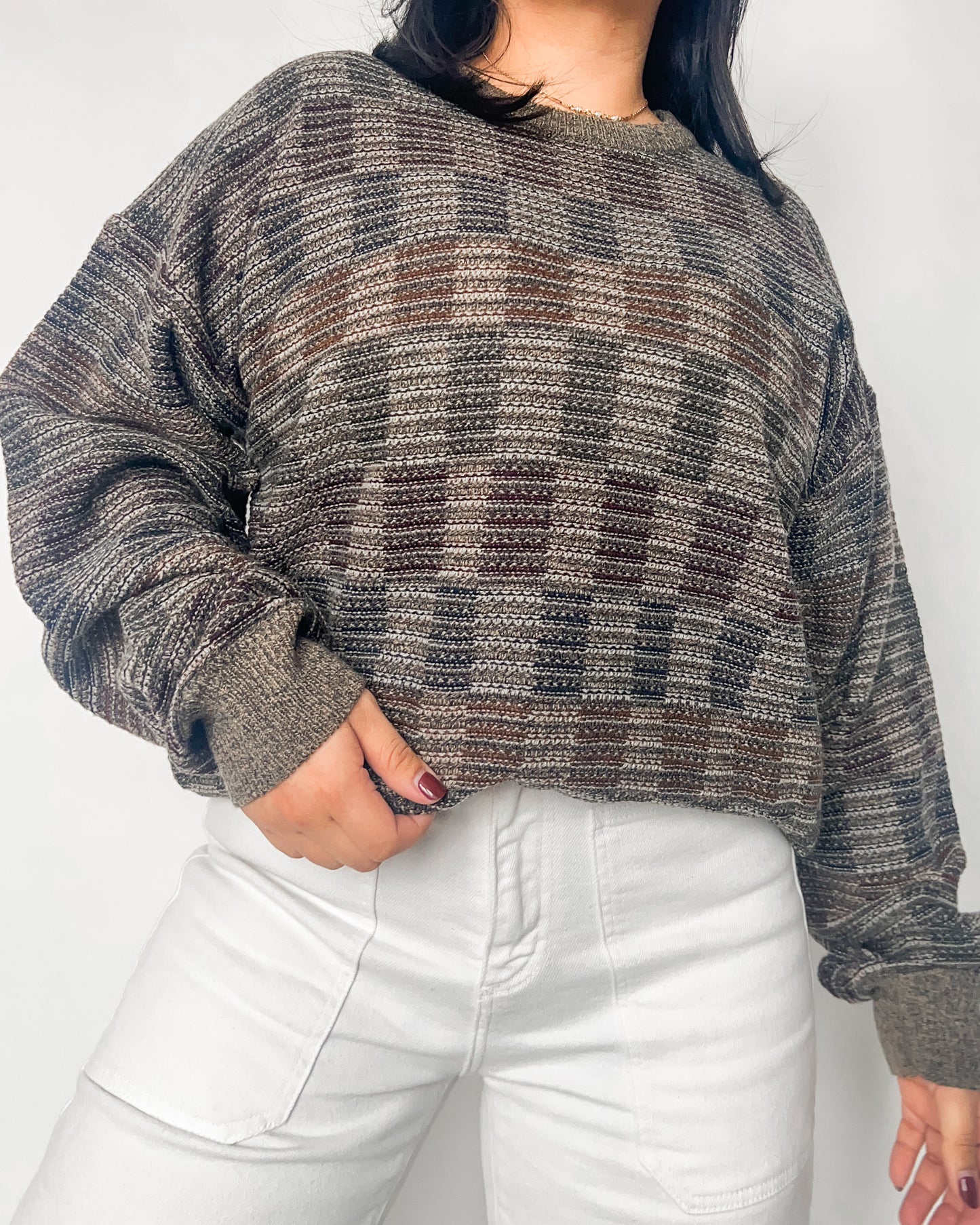 Towncraft Brown Patterned Knitted Sweater