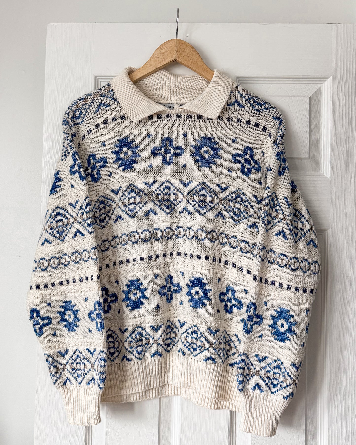 Alfred Dunner Collared Graphic Knitted Sweater