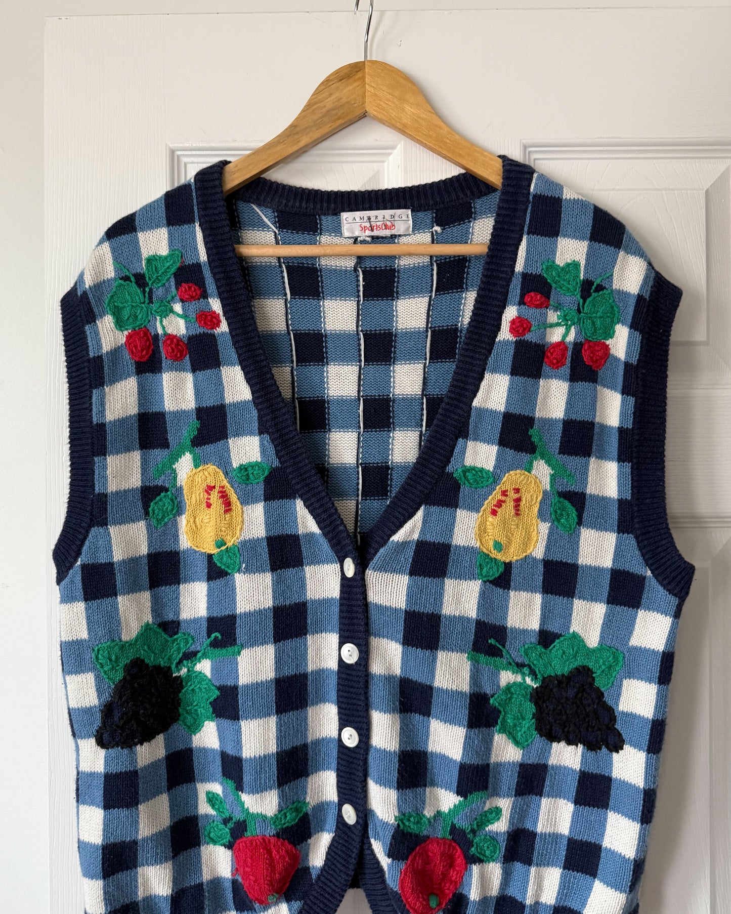 Fruit Checkered Knitted Vest