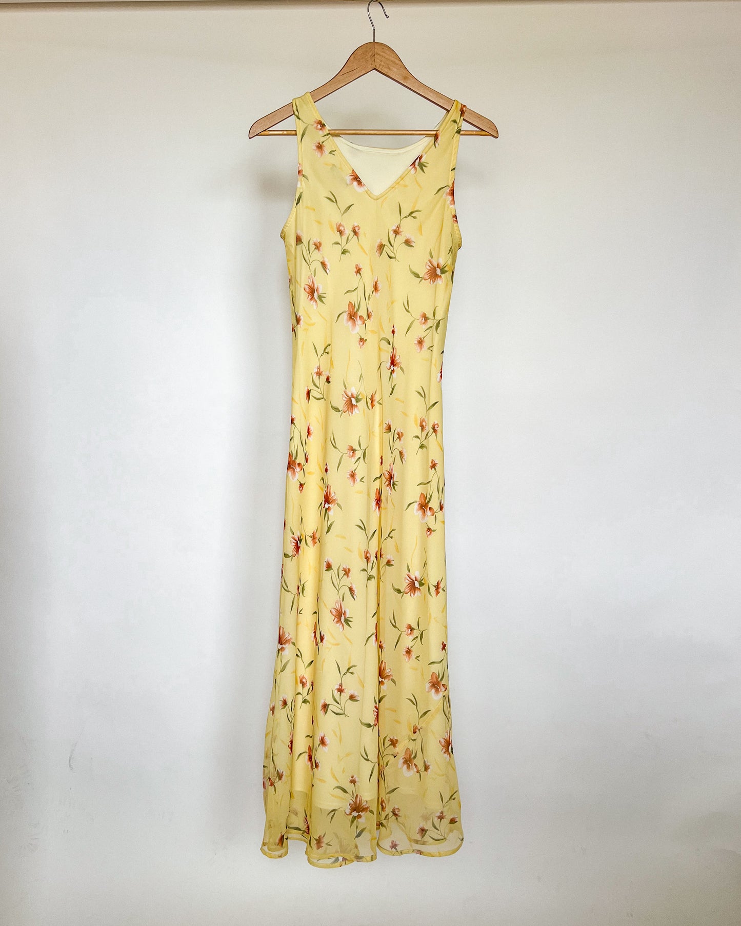 Vintage Yellow Floral Maxi Dress