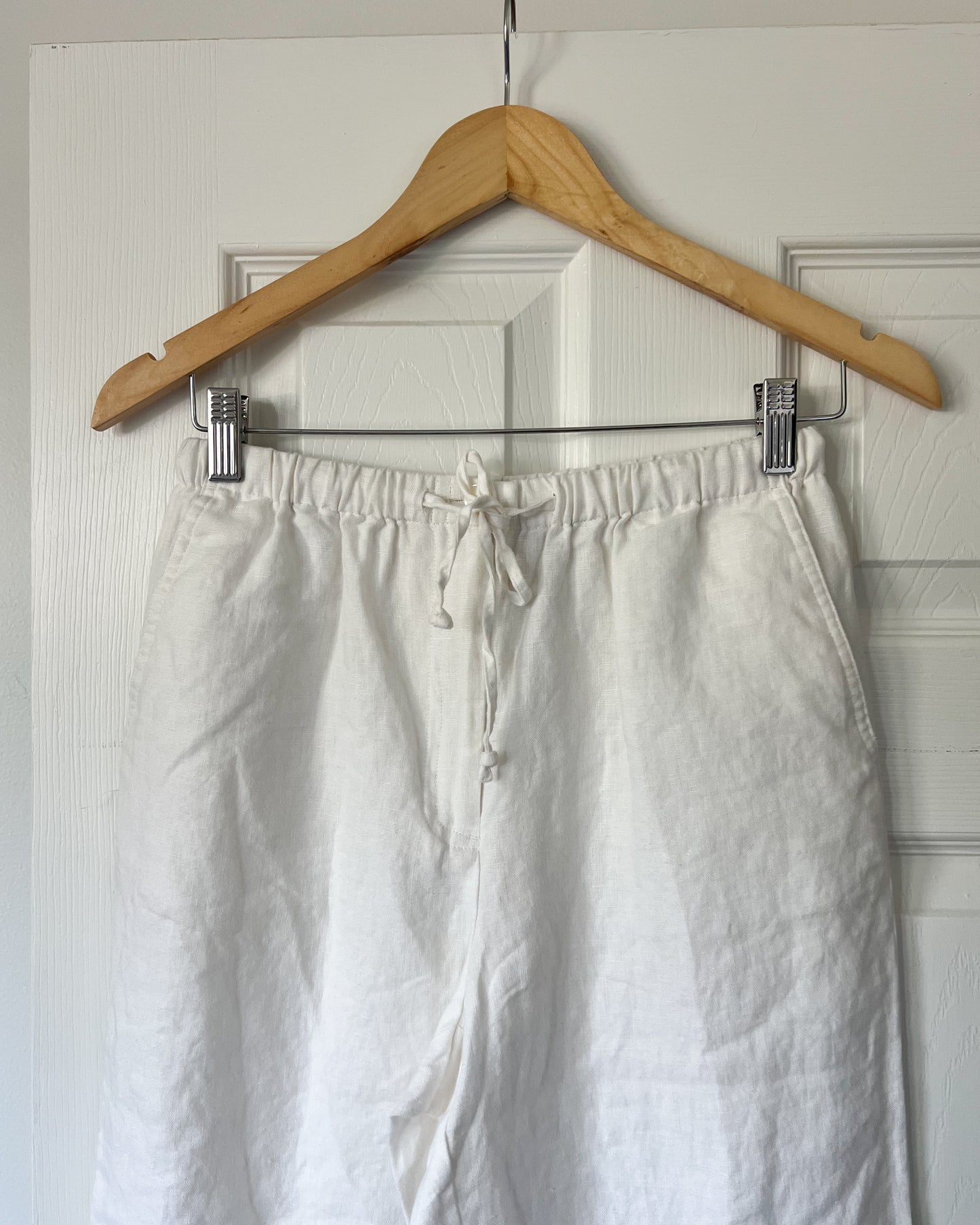 White Linen Drawstring Pants