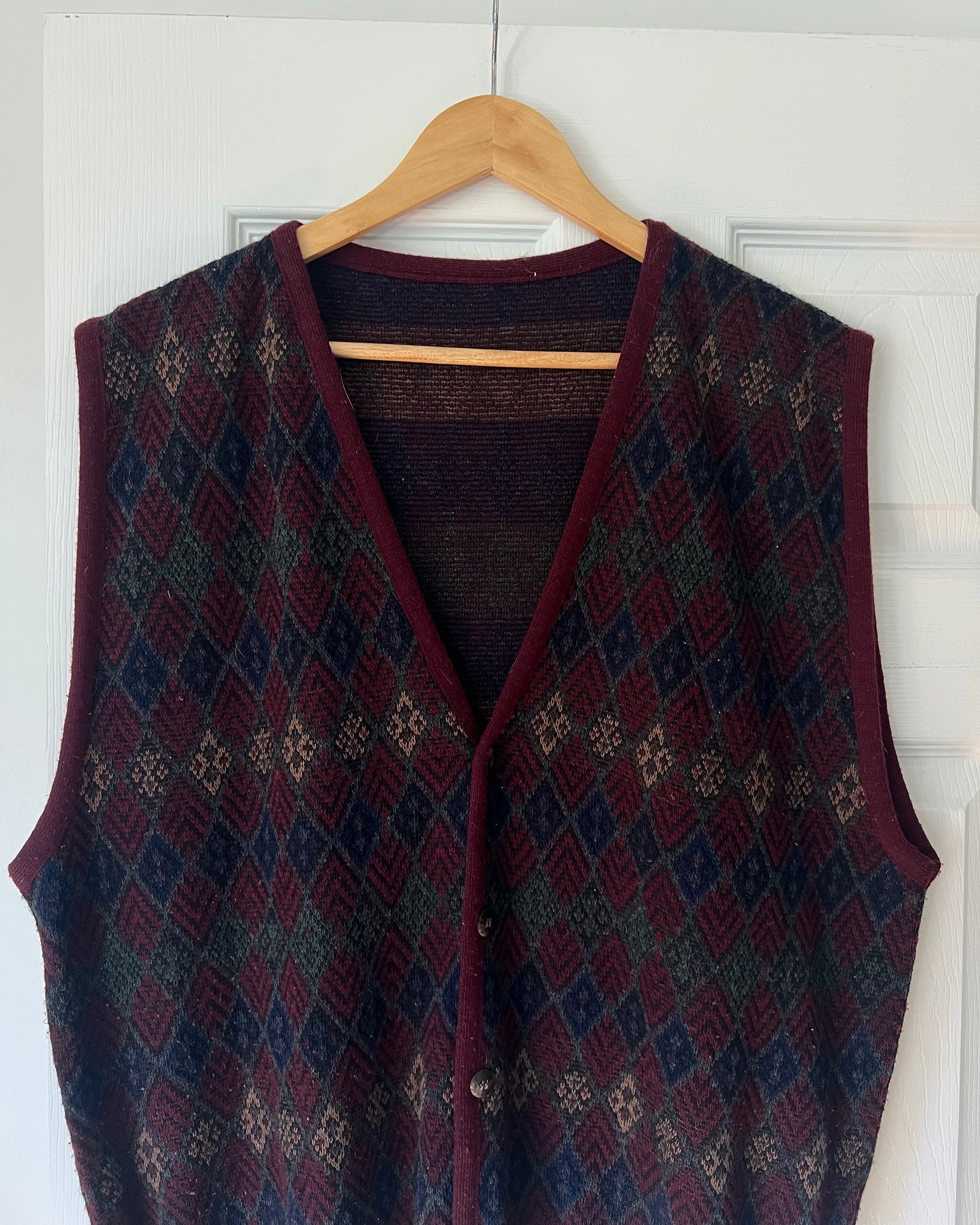 Burgundy Diamond Knitted Vest