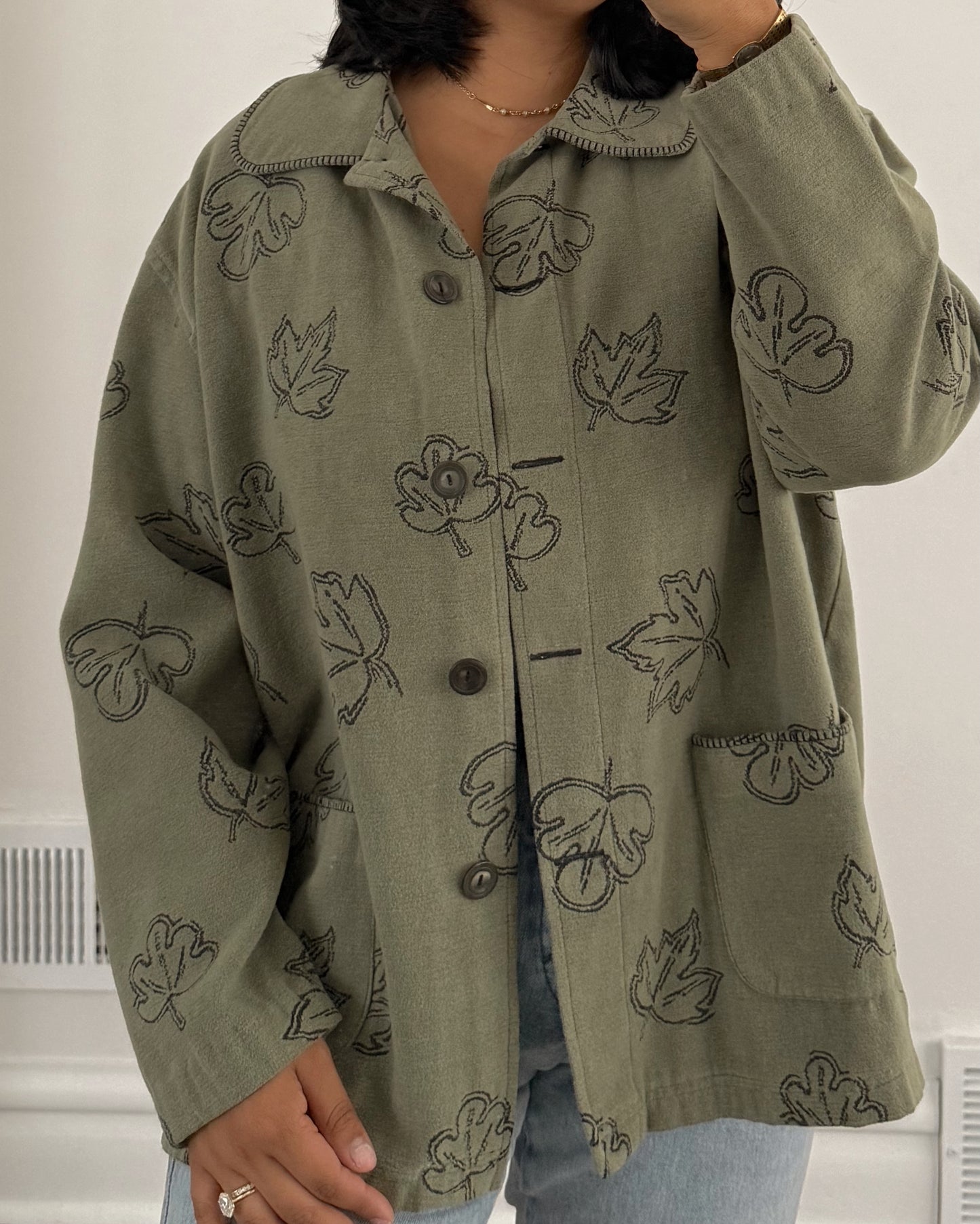 Green Leaf Embroidered Jacket