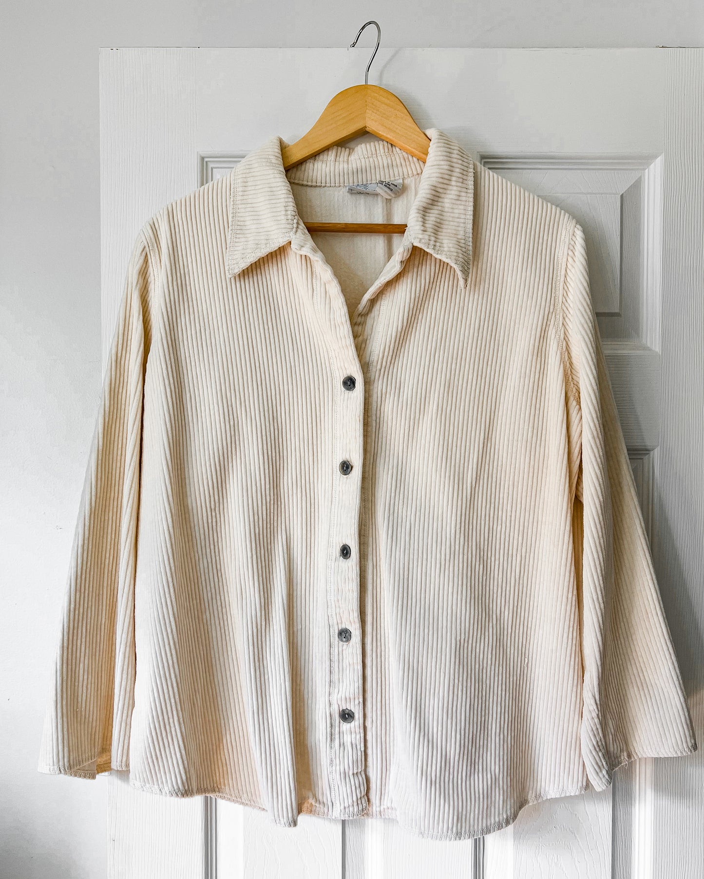 Cream Corduroy Jacket with Floral Embroidery