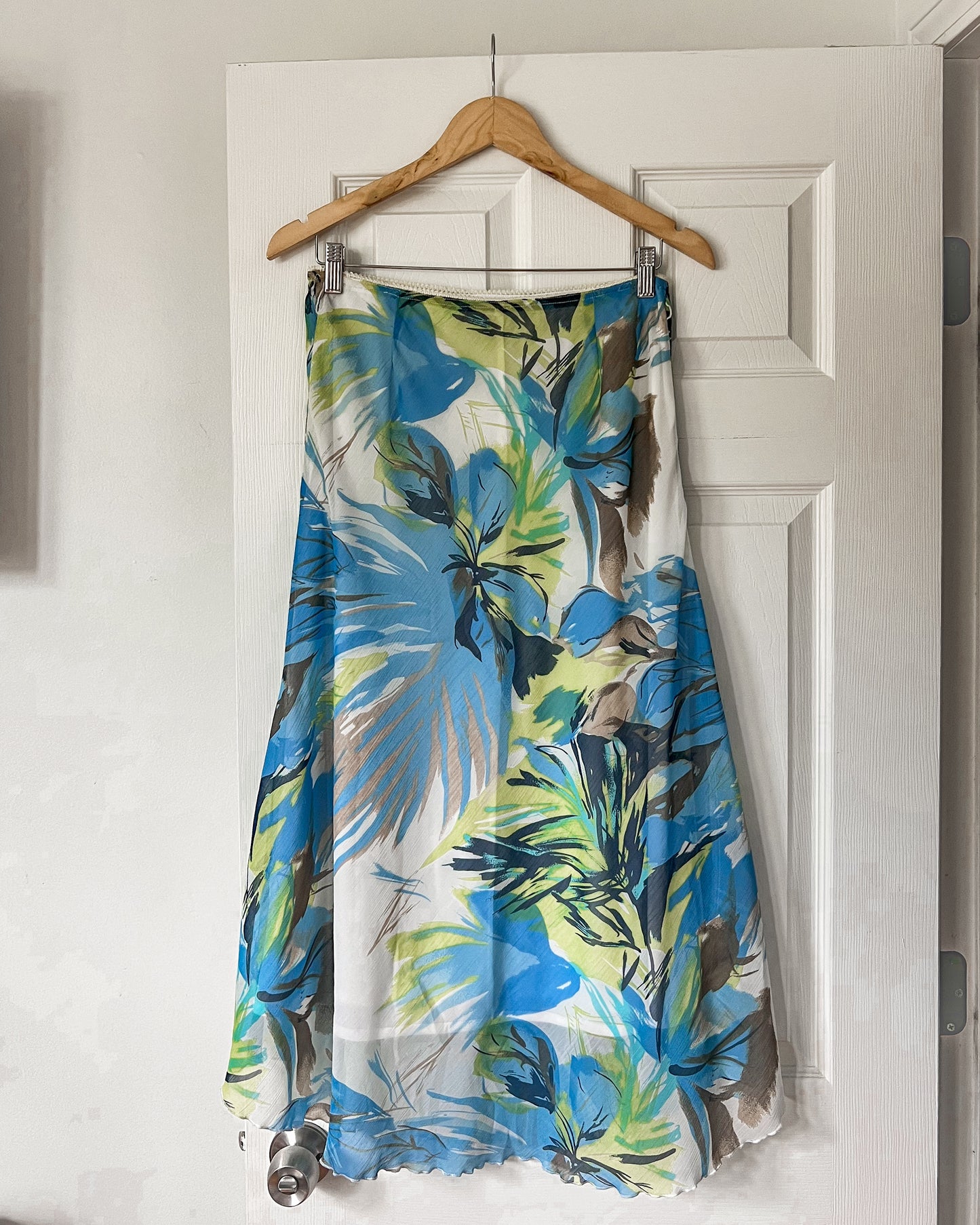 Blue Floral Midi Skirt