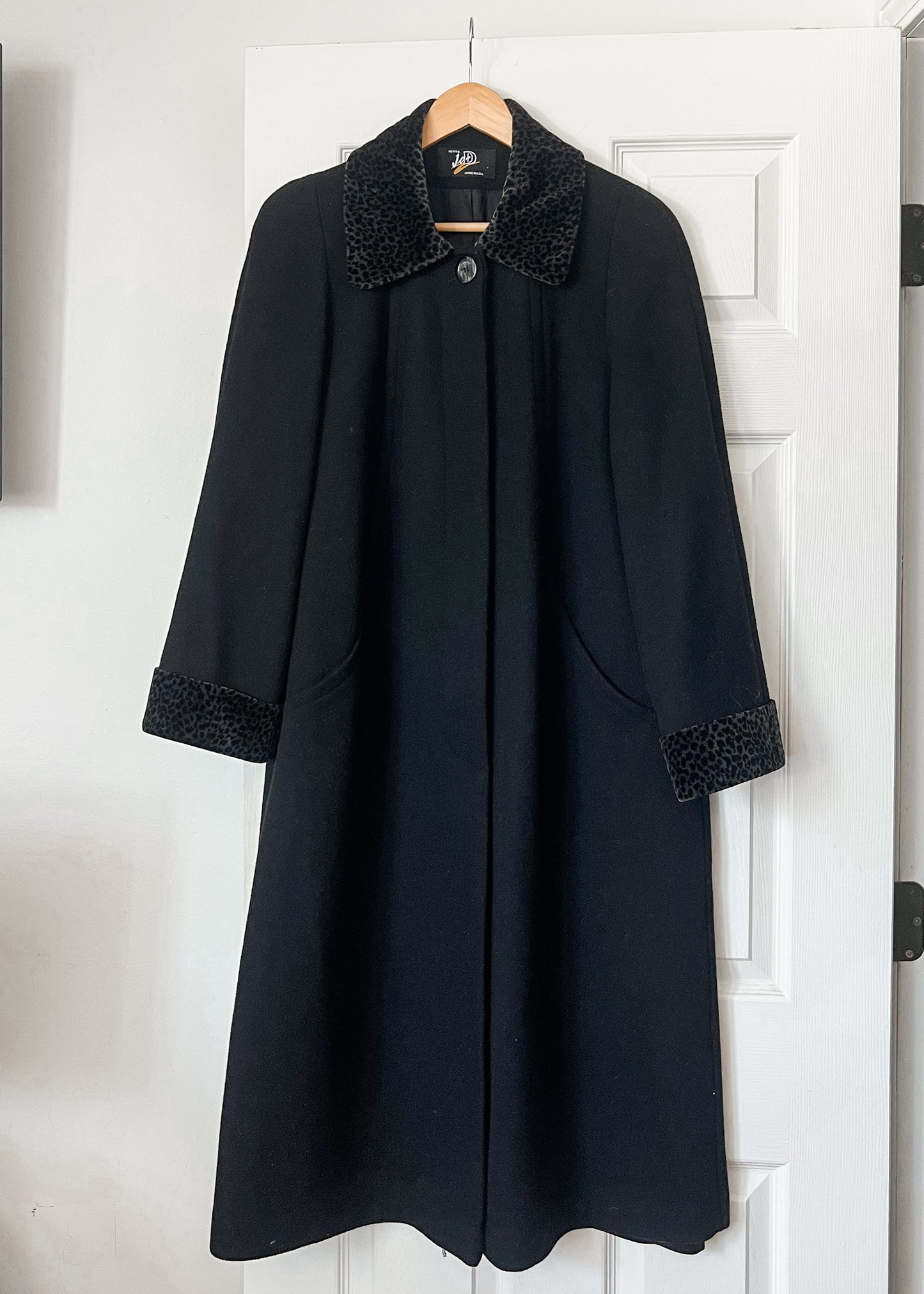 Vintage Wool Coat with Leopard Detail