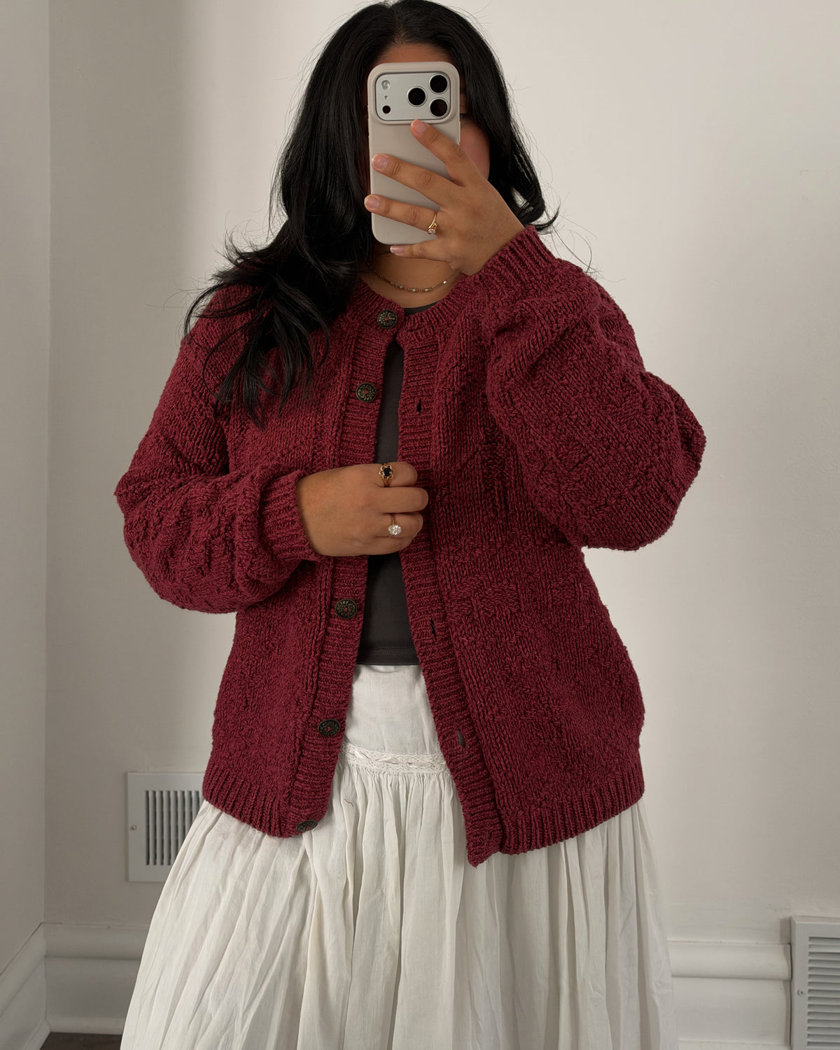 90’s Raspberry Pink Textured Cardigan