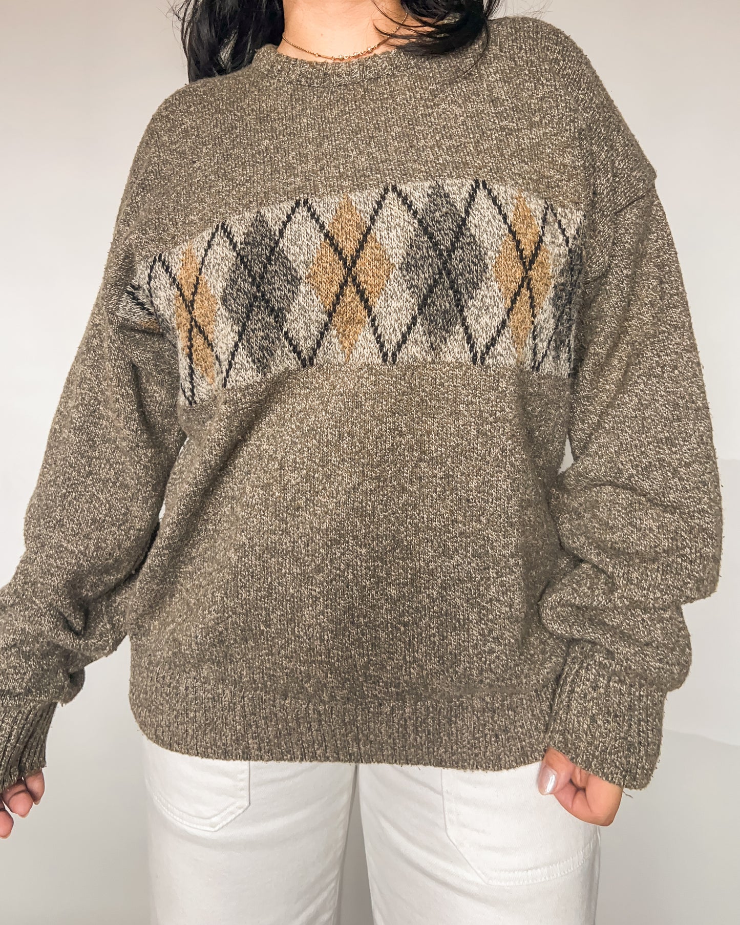 Neutral Diamond Knitted Sweater