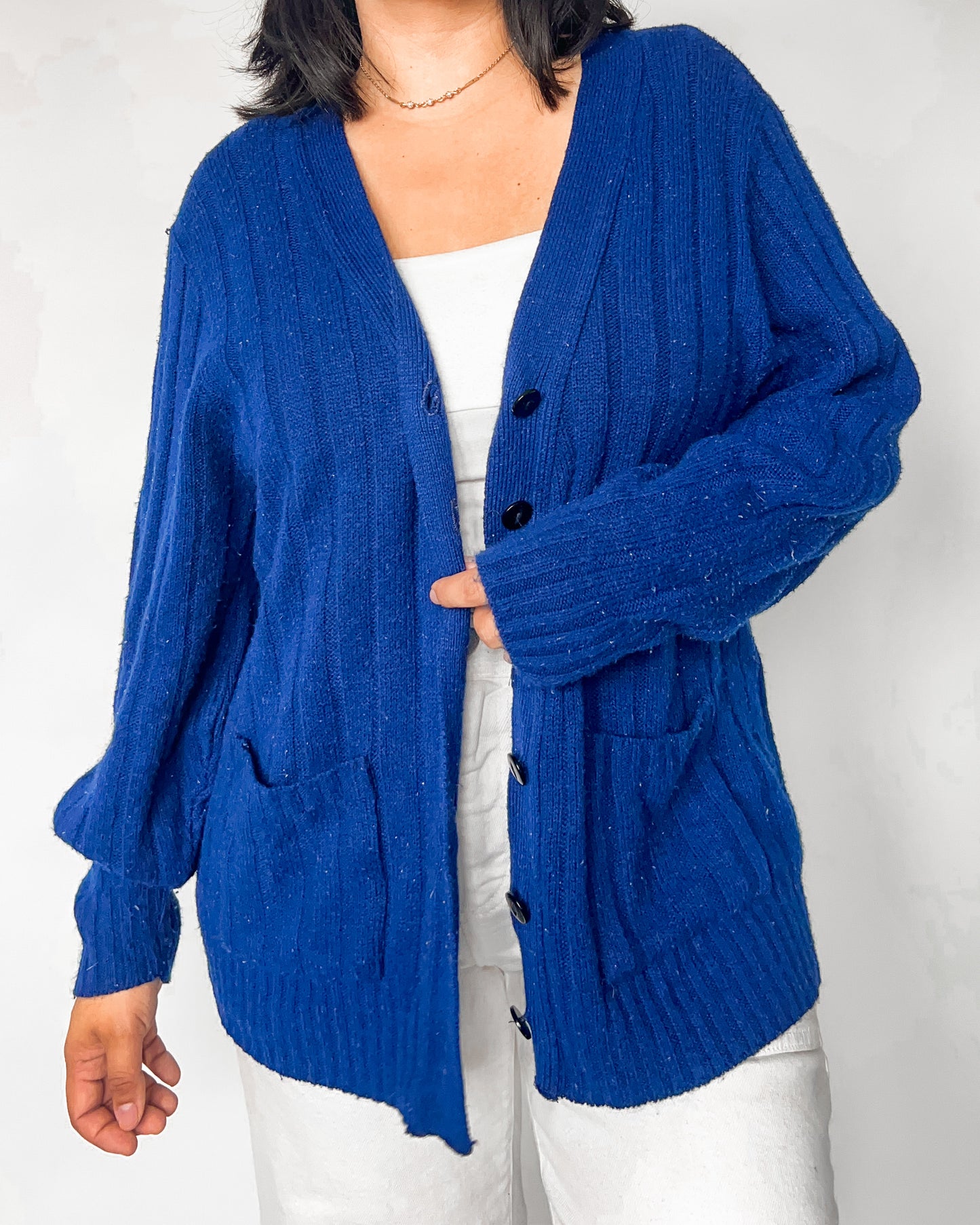 Vintage Navy Knitted Cardigan