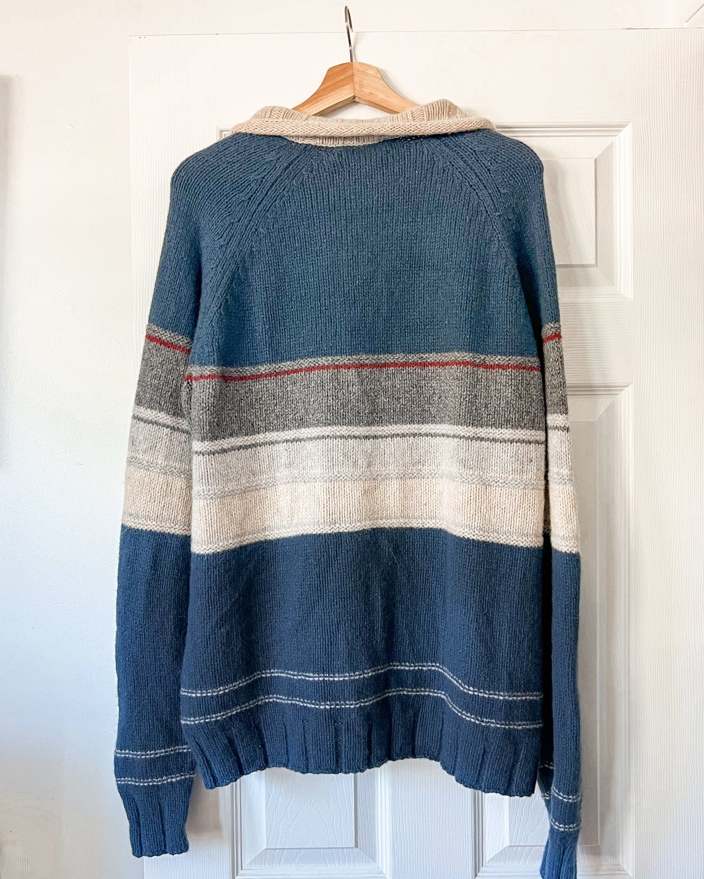 Wool Striped Quarter Zip Sweater