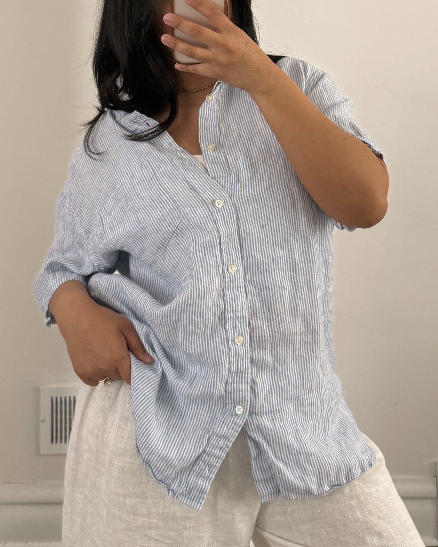 Linen Striped Button Up
