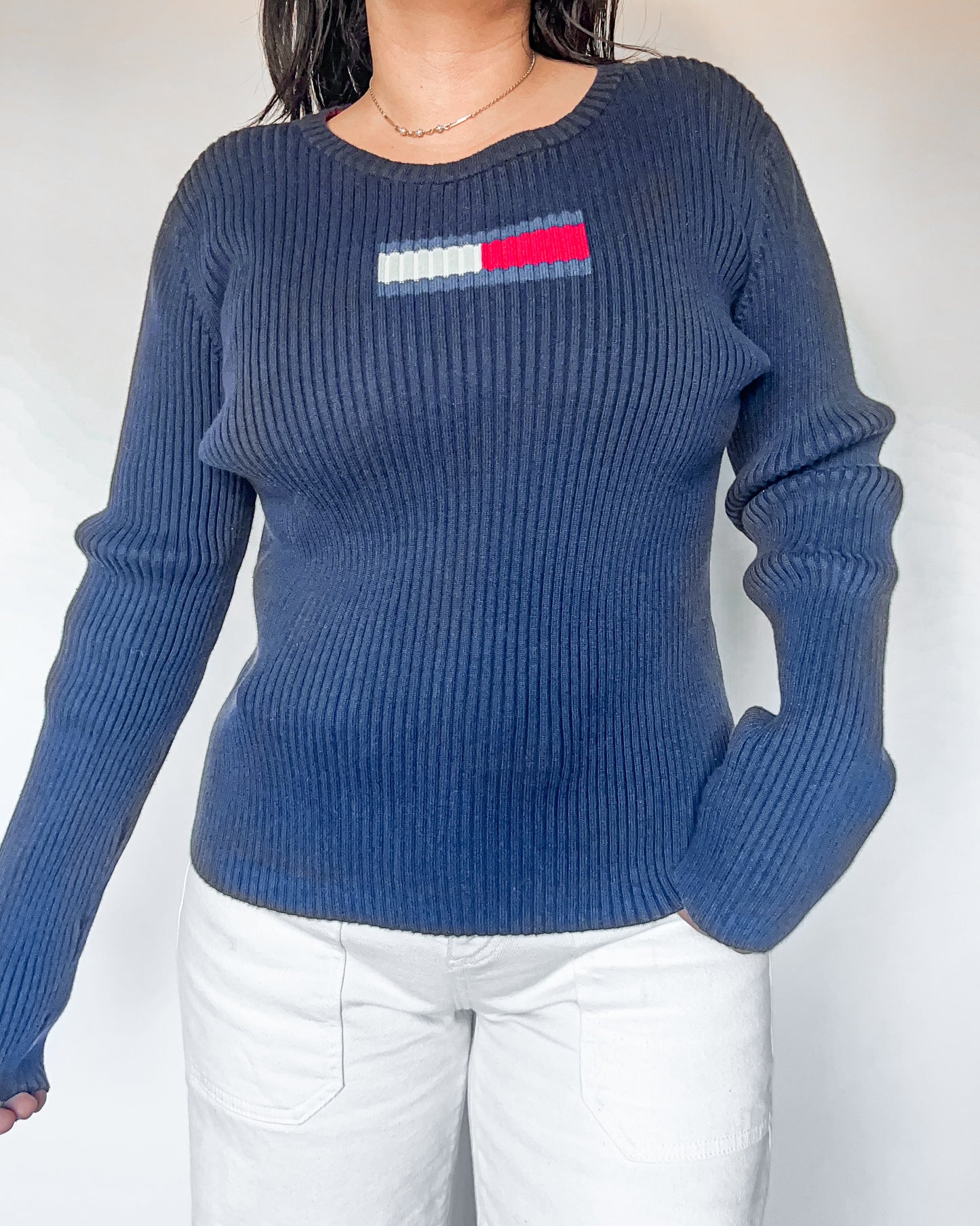 Tommy Hilfiger Navy Ribbed Sweater