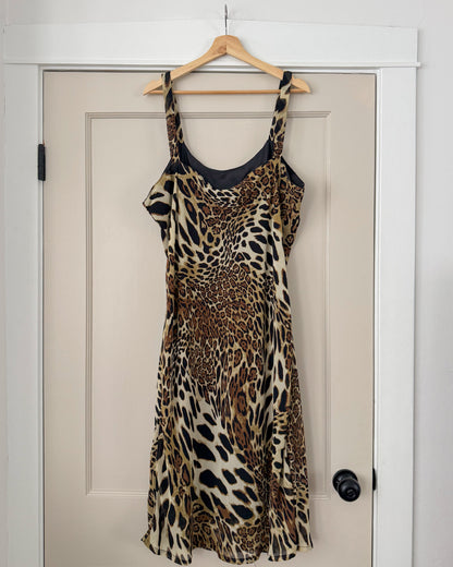 Vintage Animal Print Midi Dress