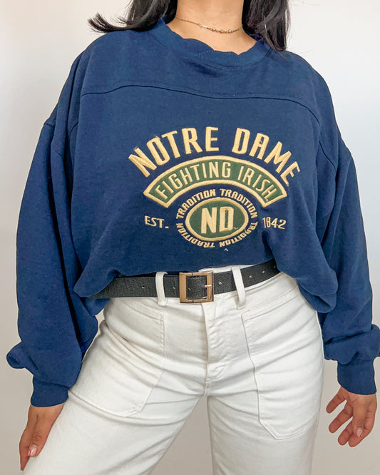 Notre Dame Embroidered Crewneck Sweater