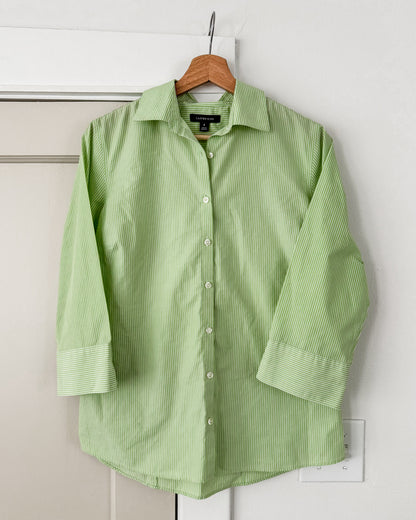 Lands’End Green Stripped Button Up