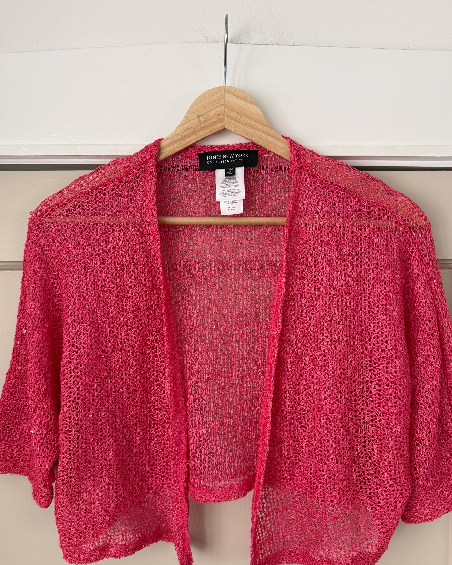 Jones NY Pink Short Sleeve Cardigan