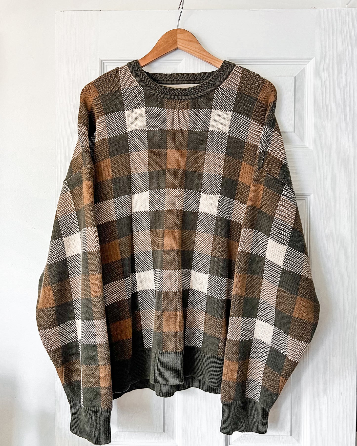 Brown Plaid Crewneck