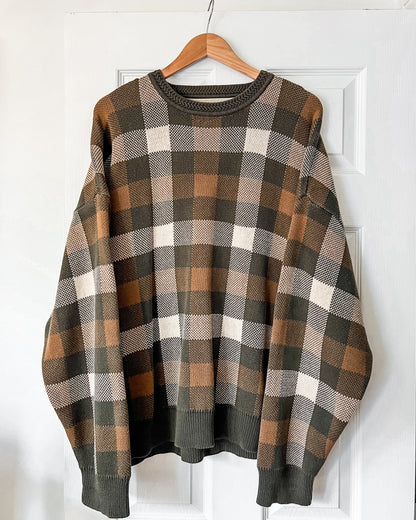 Brown Plaid Crewneck