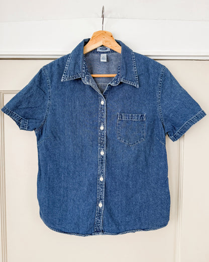 Old Navy Denim Short Sleeve Button Down Shirt