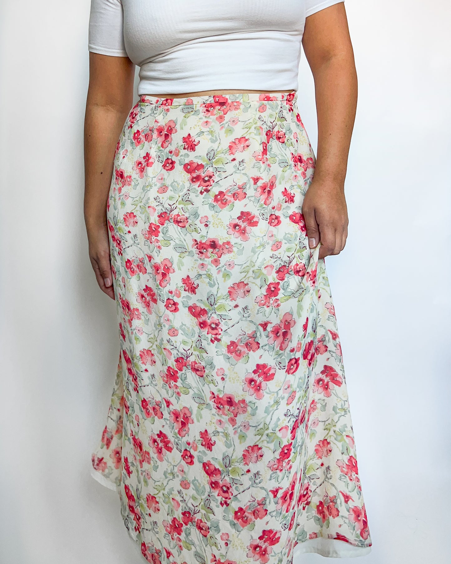 Silk Floral Maxi Skirt