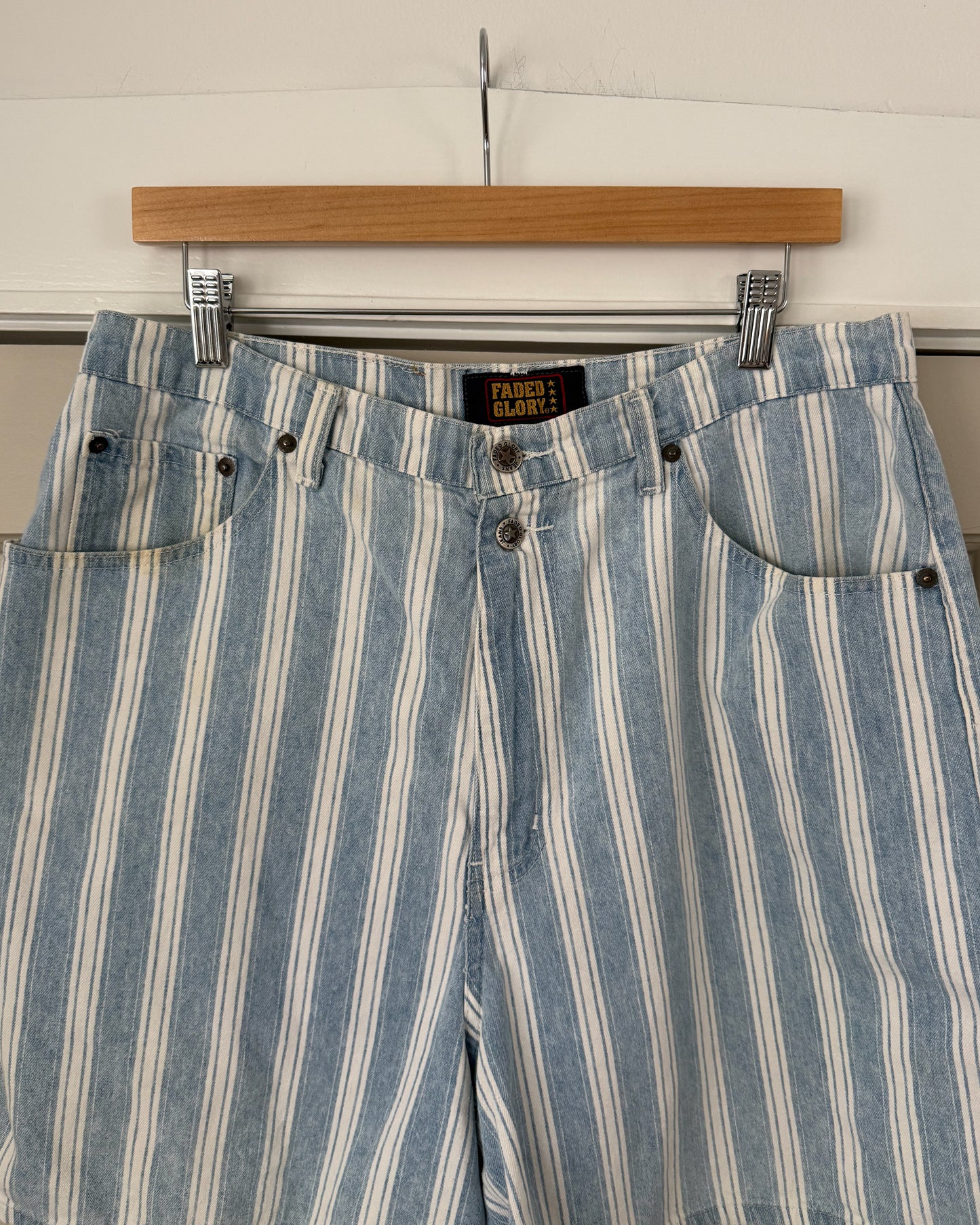 Vintage Striped Ultra High Rise Denim Shorts