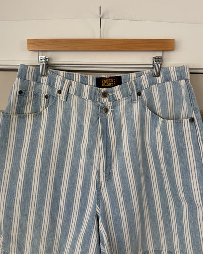 Vintage Striped Ultra High Rise Denim Shorts