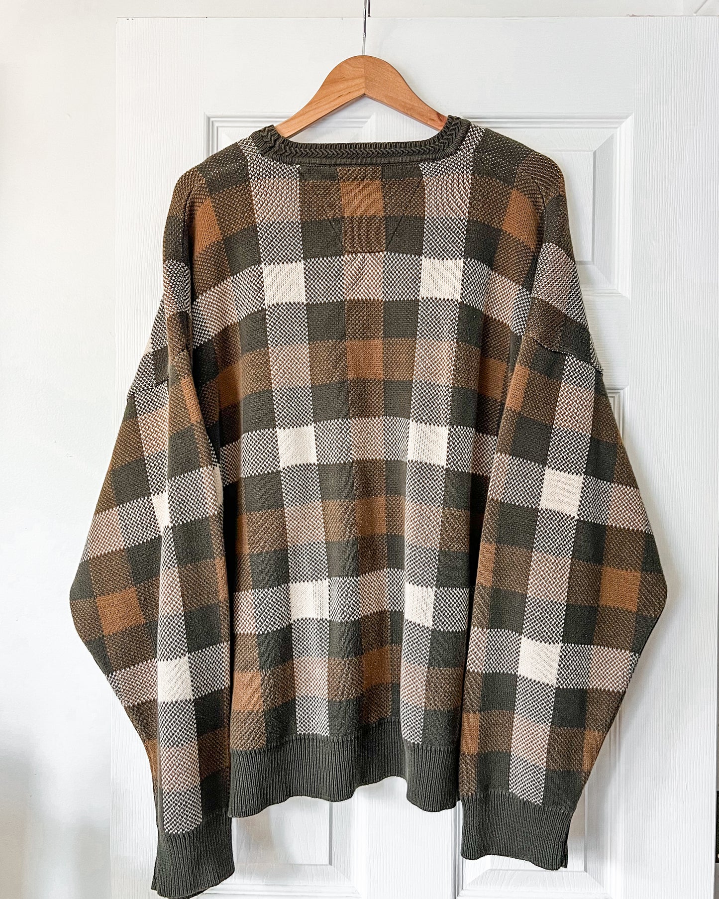 Brown Plaid Crewneck
