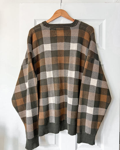 Brown Plaid Crewneck