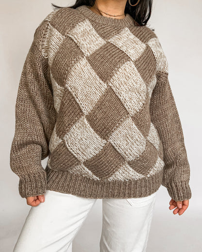 Vintage Checkered Knitted Sweater