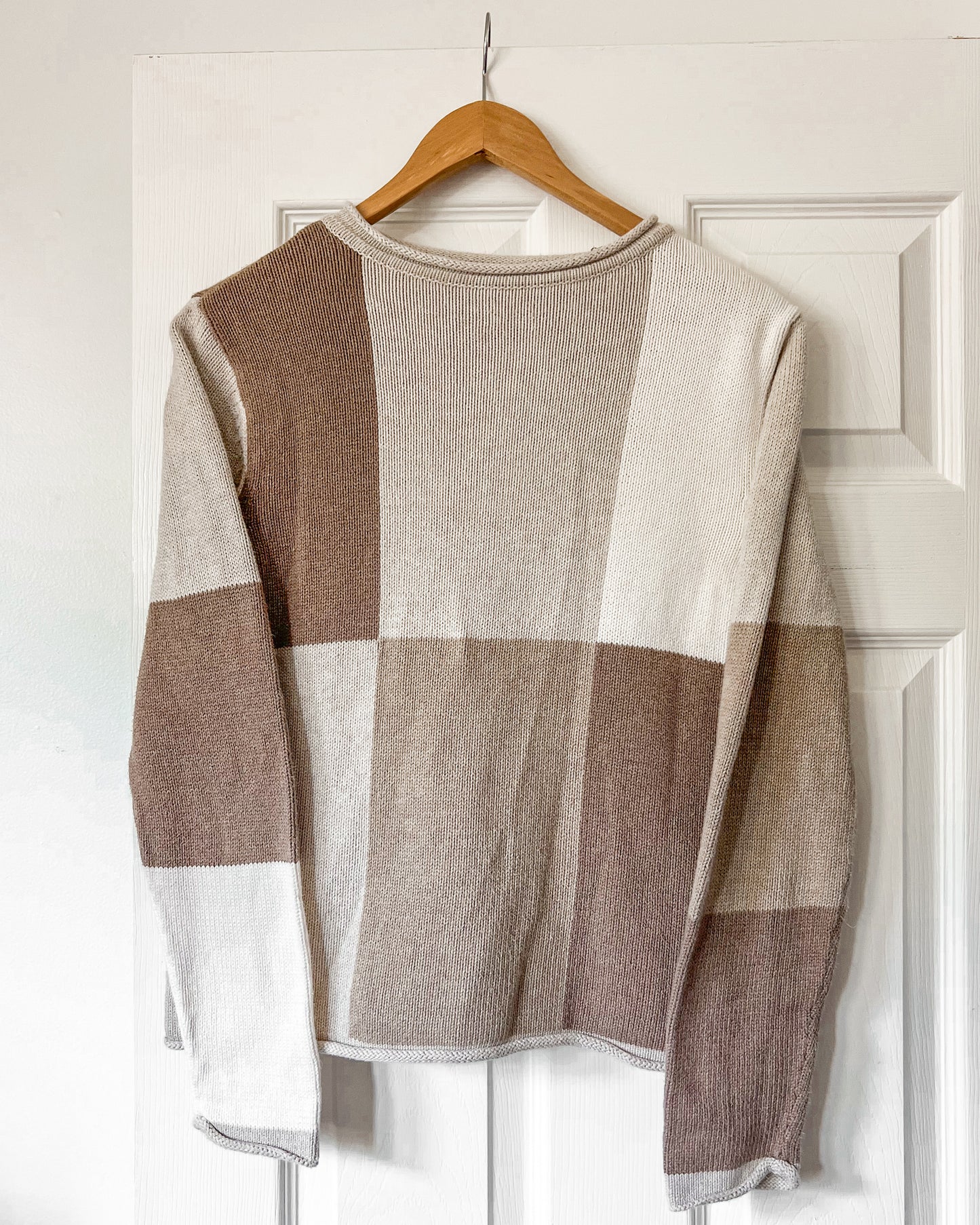 Color Block Neutral Knitted Sweater