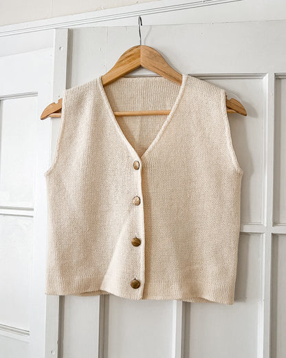 Cream Cropped Knitted Vest